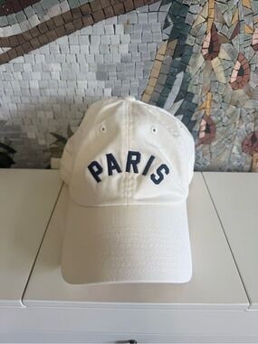 American Needle White Baseball Cap with Navy PARIS Embroidery
